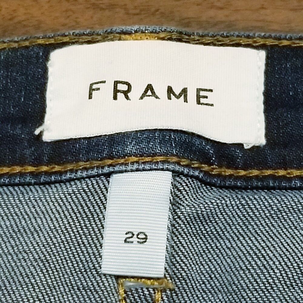 Frame Le High Flare Jeans Women's Size 29 Crop Raw Hem Stretch Denim (30x23) - Picture 5 of 7